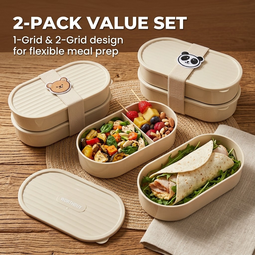 2Pcs/Set Kotak Bento Anak Kart - Meal Prep Microwave ulasan dan harga
